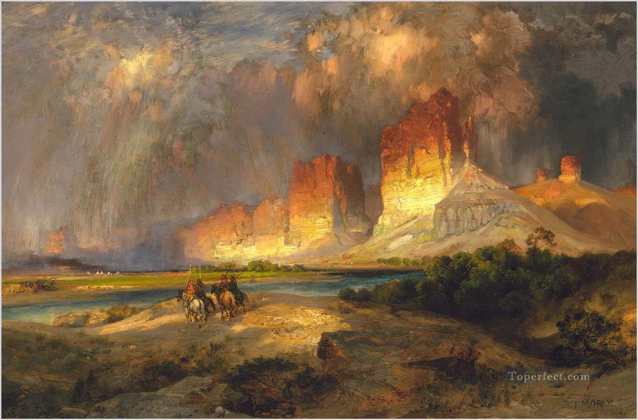 Thomas Moran Cliffs of the Upper Colorado River Wyoming Territury west America Oil Paintings